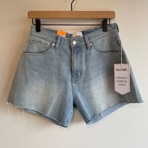 DUER Midweight Performance Denim High Rise Short Light Bleach Womens Size 27 Nwt